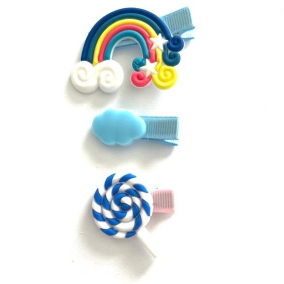 6Pcs/set Girls Cute Colorful Resin Cloud Lollipop Rainbow Hairpin any color 6pcs - Picture 7 of 7